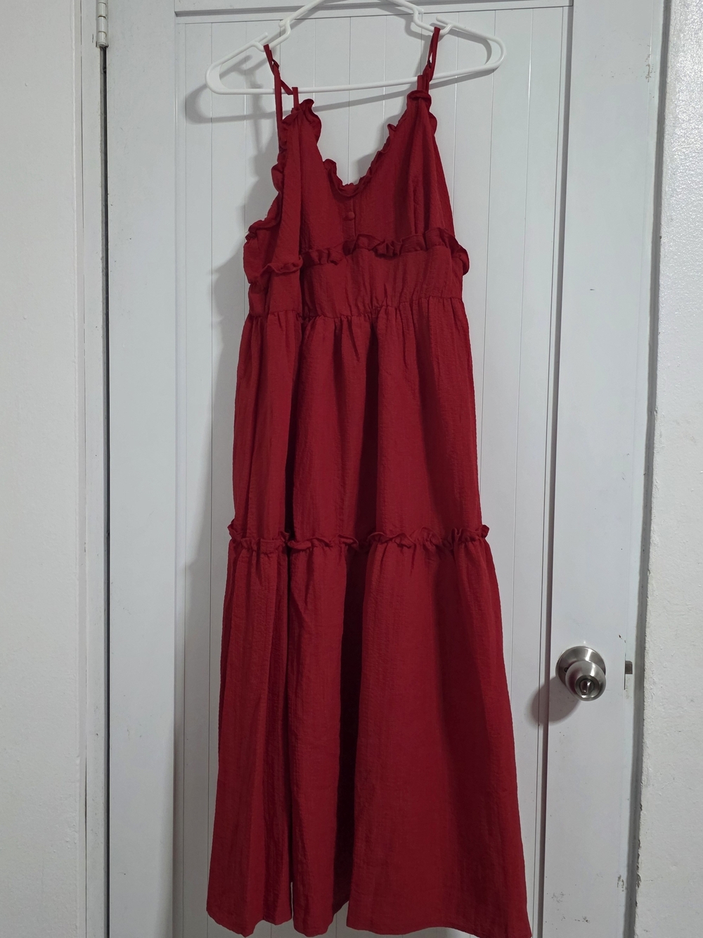 Woman Red Ruffle Dress